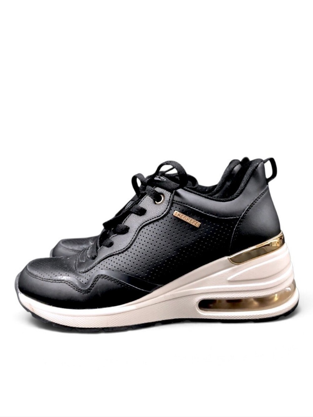 SKECHERS Street Million Air - Hotter Air Wedge Sneakers Women's Size 8.5 Black